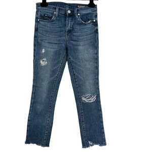 Blank NYC Womens Madison Crop Jeans Sz 26 Blue Denim Distressed Raw Edgy Grunge